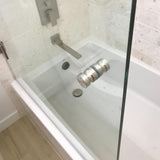 Shower Glass Door Knob Bathroom Round Back-to-Back Handle SUS304 Brushed Nickel - 45-Degree Angle