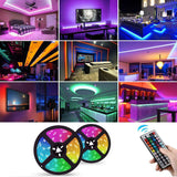 5050 RGB LED Strip Lights Waterproof SMD 300 IP65 5m 12V 44key IR Controller - Front View