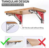 2PCS 12inch Steel Wall Mounted Folding Triangle Angle Shelf Support Bracket Rack - 45-Degree Angle