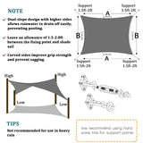 3m x 5m Grey Rectangle Sun Shade Sails for Patios Sun UV Outdoor Canopy Backyard Sunshades - Top-Down View