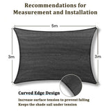 3m x 5m Grey Rectangle Sun Shade Sails for Patios Sun UV Outdoor Canopy Backyard Sunshades - Top-Down View