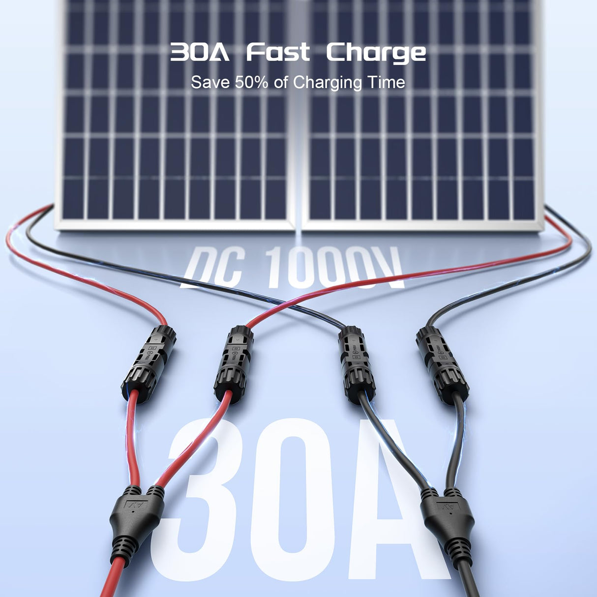 High-Performance Solar Y Branch Parallel Connector Cables - 1 Pair for Enhanced Panel Connectivity