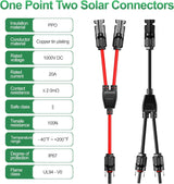 High-Performance Solar Y Branch Parallel Connector Cables - 1 Pair for Enhanced Panel Connectivity - Extra Image