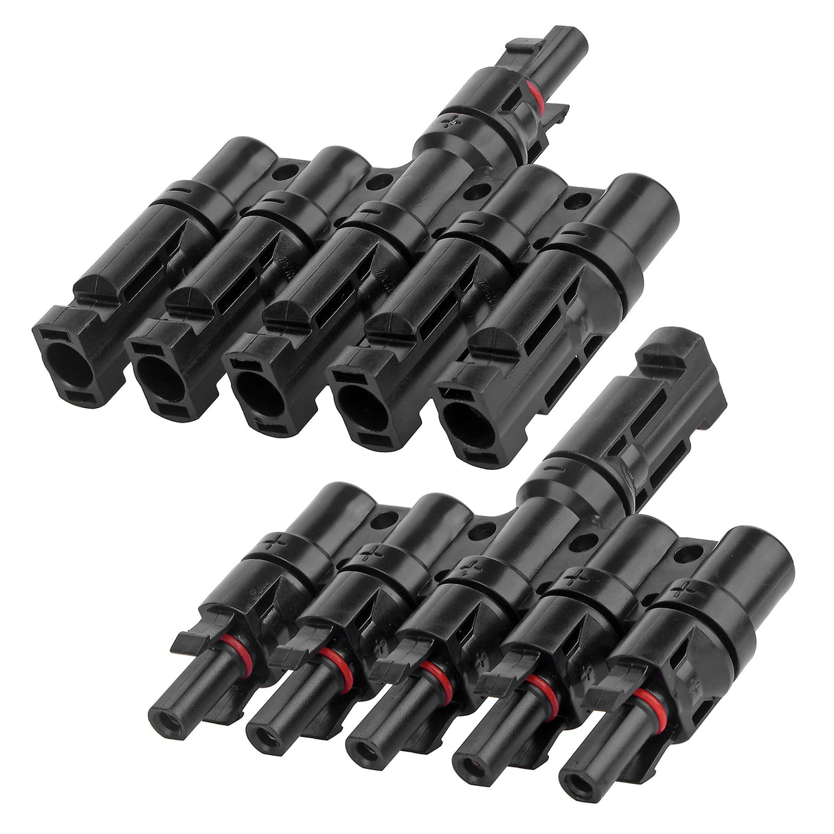 5-In-1 Waterproof Solar PV Cable Connectors - Male & Female T Branch Connectors for Paralleling Solar Panels