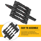 5-In-1 Waterproof Solar PV Cable Connectors - Male & Female T Branch Connectors for Paralleling Solar Panels