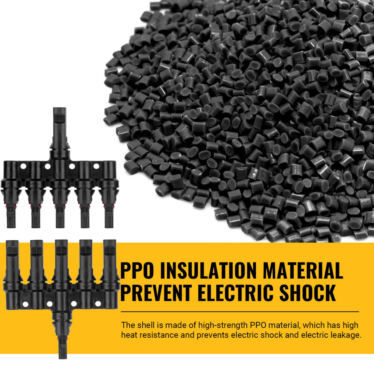 5-In-1 Waterproof Solar PV Cable Connectors - Male & Female T Branch Connectors for Paralleling Solar Panels