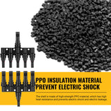 5-In-1 Waterproof Solar PV Cable Connectors - Male & Female T Branch Connectors for Paralleling Solar Panels - Top-Down View