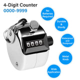 Hand Tally Counter 4-Digit Lap Counters Clicker Pitch for Counting Knitting Coaching - Front View