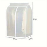 120cm Clothes Dust Cover Wardrobe Cloth Cover Clothes Storage Bag For Garments Suits Dresses Coats - Side View