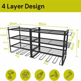 Large Power Tool Organizer 4 Layers Garage Tool Storage Rack Workshop Tool Shelf Drill Pliers Hammer Rack - Front View