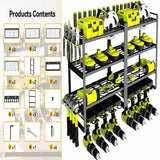 Large Power Tool Organizer 4 Layers Garage Tool Storage Rack Workshop Tool Shelf Drill Pliers Hammer Rack - 45-Degree Angle