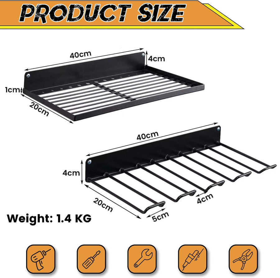 Power Tool Organizer Drill Holder Wall Mount Garage Storage Shelves Rack Wall Storage Organizer Set, image 5