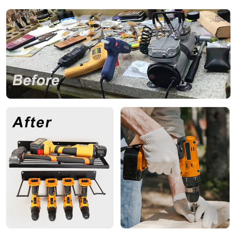 Power Tool Organizer Drill Holder Wall Mount Garage Storage Shelves Rack Wall Storage Organizer Set, image 6