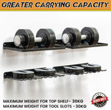 Power Tool Organizer Drill Holder Wall Mount Garage Storage Shelves Rack Wall Storage Organizer Set - Low Angle
