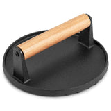 Heavy Duty Round / Rectangle Cast Iron Grill Burger Press Pre-Seasoned Steak Griddle BBQ Grilling - 45-Degree Angle
