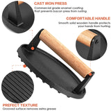 Heavy Duty Round / Rectangle Cast Iron Grill Burger Press Pre-Seasoned Steak Griddle BBQ Grilling - Close-Up Angle