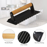 Heavy Duty Rectangular Cast Iron Grill Burger Press Pre-Seasoned Steak Griddle BBQ Grilling - Front View