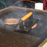 Heavy Duty Rectangular Cast Iron Grill Burger Press Pre-Seasoned Steak Griddle BBQ Grilling - Top-Down View