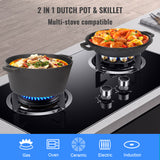 26cm 2-in-1 Cast Iron Dutch Oven & Skillet Set  Pre-Seasoned Dual-Use Pot with Lid Fry Pan, Durable & Versatile Cookware - Top-Down View