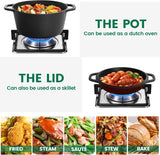26cm 2-in-1 Cast Iron Dutch Oven & Skillet Set  Pre-Seasoned Dual-Use Pot with Lid Fry Pan, Durable & Versatile Cookware - Rear View
