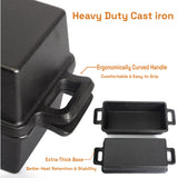 2-in-1 Cast Iron Bread Loaf Pan Tin with Lid Dual Use Baking Dish with Ergonomic Handles, Pre-Seasoned for Oven Cooking