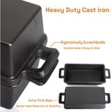 2-in-1 Cast Iron Bread Loaf Pan Tin with Lid Dual Use Baking Dish with Ergonomic Handles, Pre-Seasoned for Oven Cooking - 45-Degree Angle