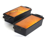 2-in-1 Cast Iron Bread Loaf Pan Tin with Lid Dual Use Baking Dish with Ergonomic Handles, Pre-Seasoned for Oven Cooking - Rear View