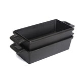 2-in-1 Cast Iron Bread Loaf Pan Tin with Lid Dual Use Baking Dish with Ergonomic Handles, Pre-Seasoned for Oven Cooking - Close-Up Angle
