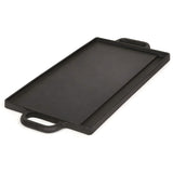 50 cm Reversible Cast Iron Grill & Griddle -Dual-Sided (Flat & Ribbed), Pre-Seasoned, Handles, for Stove-Top & Outdoor Use - Rear View