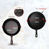 8inch 21cm Cast Iron Skillet Cookware Chef Quality Pre-Seasoned Pan Pans - Front View
