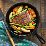 10inch 26cm Cast Iron Skillet Cookware Chef Quality Pre-Seasoned Pan Pans - Side View