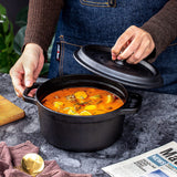 24cm Pre-seasoned NonStick Cast Iron Dutch Oven Handles Lid Skillet Cookware Braising Pot Pan Casserole - Top-Down View
