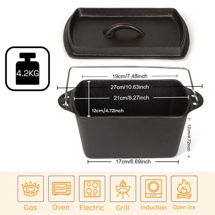 Cast Iron Bread Pan with Lid Non-Stick, Durable Loaf Pan for Perfect Baking
