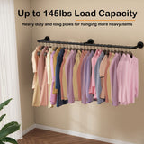 184cm Clothing Racks for Hanging Clothes Garment Rack Industrial Pipe clothes Rack Drying Rack - Side View