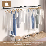 97cm Clothing Racks for Hanging Clothes Garment Rack Industrial Pipe clothes Rack Drying Rack - Side View