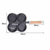4 Cup Cast Iron Egg Frying Pan Divided Egg Skillet Pan Fried Egg Pan Cooker Pancake Egg Fryer - Front View