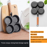 4 Cup Cast Iron Egg Frying Pan Divided Egg Skillet Pan Fried Egg Pan Cooker Pancake Egg Fryer - Side View