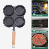 4 Cup Cast Iron Egg Frying Pan Divided Egg Skillet Pan Fried Egg Pan Cooker Pancake Egg Fryer - Top-Down View