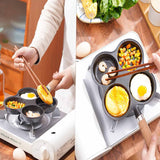 4 Cup Cast Iron Egg Frying Pan Divided Egg Skillet Pan Fried Egg Pan Cooker Pancake Egg Fryer - Close-Up Angle