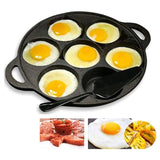 7 Cup Cast Iron Egg Frying Pan Divided Egg Skillet Pan Fried Egg Pan Cooker Pancake Egg Fryer - Top-Down View