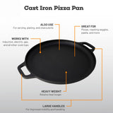 13.5 35cm Pre-Seasoned Cast Iron Pizza Baking Pan Cooking Griddle Stove Oven Grill Campfire - Front View