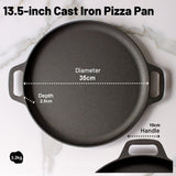 13.5 35cm Pre-Seasoned Cast Iron Pizza Baking Pan Cooking Griddle Stove Oven Grill Campfire - Side View