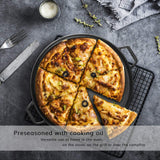 13.5 35cm Pre-Seasoned Cast Iron Pizza Baking Pan Cooking Griddle Stove Oven Grill Campfire - Top-Down View