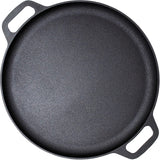 13.5 35cm Pre-Seasoned Cast Iron Pizza Baking Pan Cooking Griddle Stove Oven Grill Campfire - Close-Up Angle