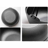29cm Cast Iron Sukiyaki Iron Pot Japanese Shabu Shabu Pot Pan Stockpot Wooden Lid Home Camping Picnic - Low Angle