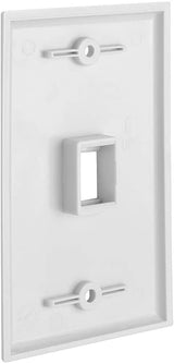 1 Port QuickPort outlet Wall Plate face plate, Single Gang White - Front View
