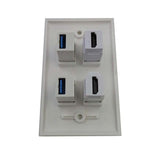 2 USB3.0 + 2 HDMI Port Component Composite Wall Face Plate Panel - Front View
