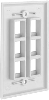 6 Port QuickPort outlet Wall Plate face plate, six Gang White - Front View