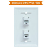 Ethernet Wall Plate 2 Port Cat6 Ethernet Cable Wall Plate Adapter - Front View