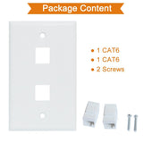 Ethernet Wall Plate 2 Port Cat6 Ethernet Cable Wall Plate Adapter - Side View